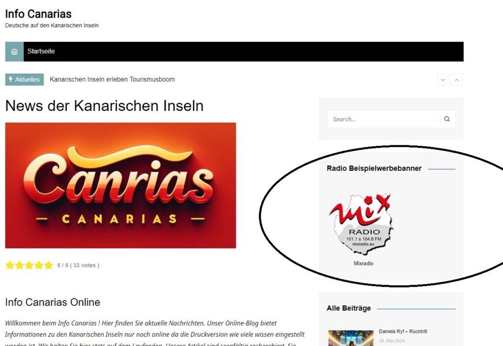 Beispiel Seite Werbung am Blogrand